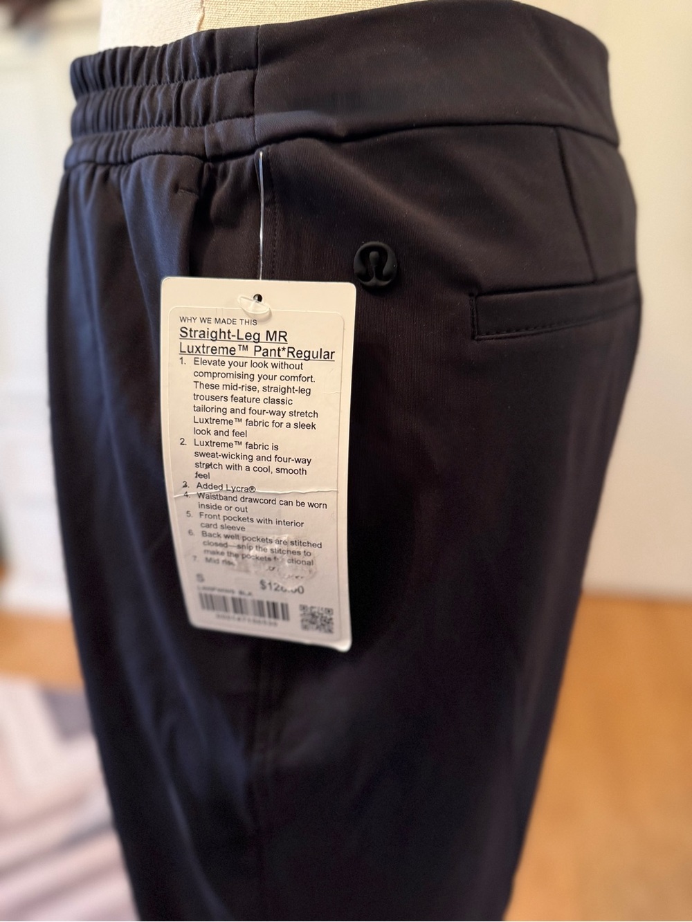 NWT Lululemon Straight-Leg Mid-Rise Pant Luxtreme Size: Small Color: Black - Picture 5 of 8